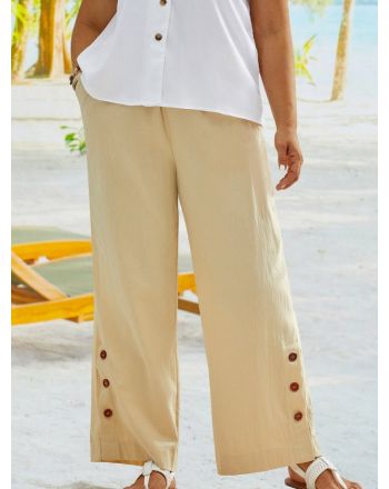 Plus Size Loose Casual Plain Casual Pants