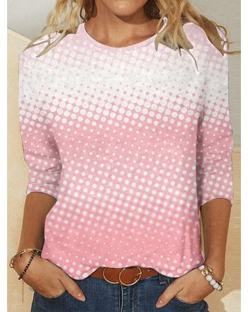 Crew Neck Geometric Casual Loose T-Shirt