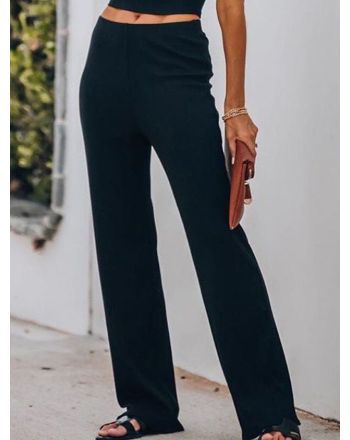 Plain Daily Jersey Casual H-Line Wide Leg Long Pants