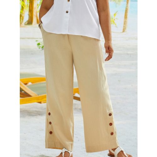 Plus Size Loose Casual Plain Casual Pants