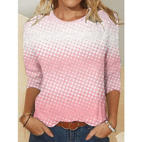 Crew Neck Geometric Casual Loose T-Shirt