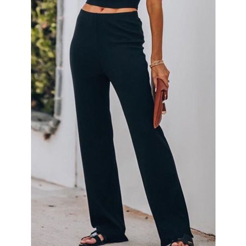 Plain Daily Jersey Casual H-Line Wide Leg Long Pants