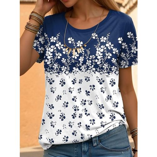 Floral Loose Casual Crew Neck T-Shirt