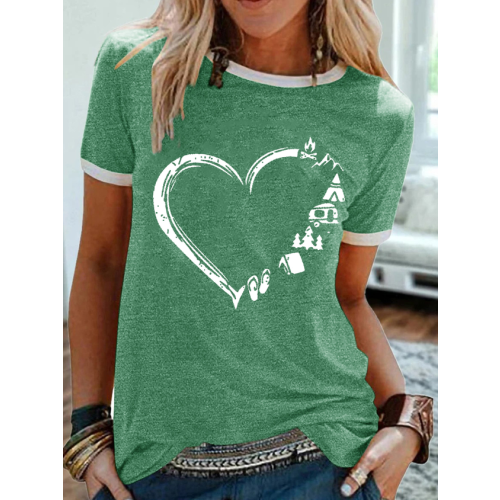 Women's Camp Lover Camping Camping Heart Cute Hiking Adventure Casual T-Shirt